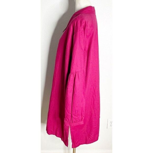New Ulla Popkin Womens size 24/26 Plus Linen Blend Raspberry Pink Tunic Shirt - Picture 2 of 4